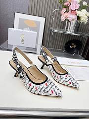 Dioramour J'Adior slingback pumps in white cotton with black and red heel 6.5 cm - 2