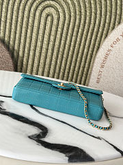 Chanel East West Teal Chocolate Bar Quilted Chain Flap shoulder bag 26*13*4cm - 4