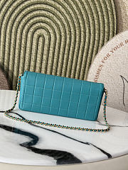 Chanel East West Teal Chocolate Bar Quilted Chain Flap shoulder bag 26*13*4cm - 2