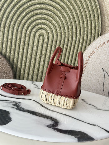 Loro Piana Micro Bale bag in calfskin leather and hand-woven wicker 16*13*13 cm
