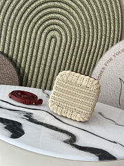 Loro Piana Micro Bale bag in calfskin leather and hand-woven wicker 16*13*13 cm - 4