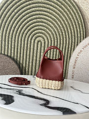 Loro Piana Micro Bale bag in calfskin leather and hand-woven wicker 16*13*13 cm - 2