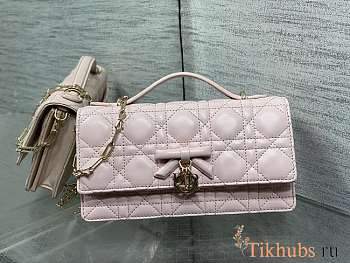 Dior My Dior Mini Bag in Rose Soupir Cannage lambskin size 21 cm