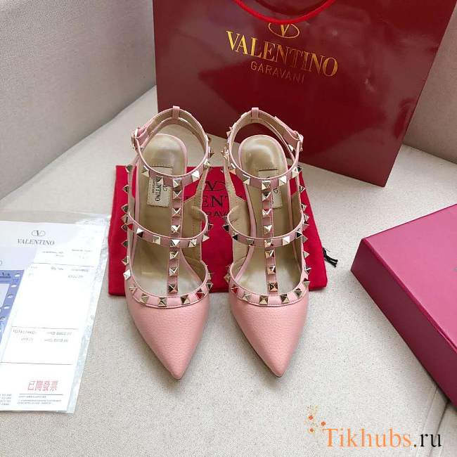 Valentino Garavani Rockstud pumps in pink leather 9cm - 1