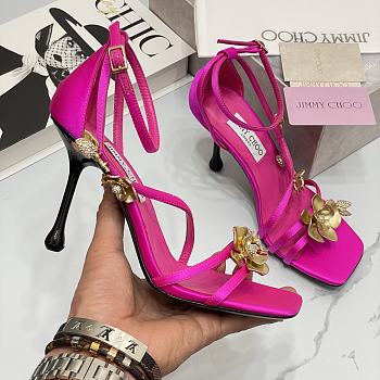 Jimmy Choo Saeda 100mm sandals with metal flower detail