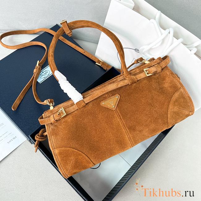 Prada Bonnie medium suede shoulder bag in a cocoa brown color 32x15.5x12cm - 1