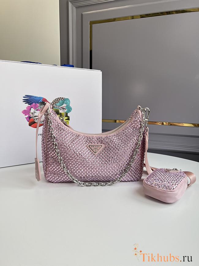 Prada Re-Edition 2000 mini shoulder bag in alabaster pink satin 22x18x6.5 cm - 1