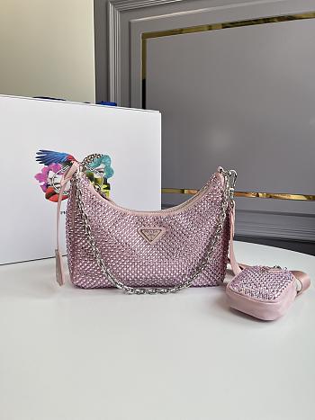 Prada Re-Edition 2000 mini shoulder bag in alabaster pink satin 22x18x6.5 cm