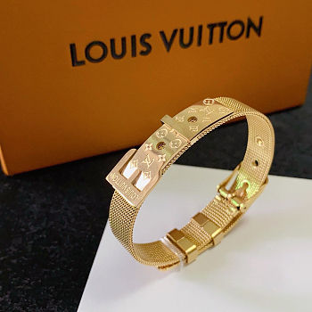 Louis Vuitton mesh bracelet with a belt buckle closure