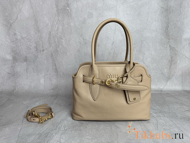 Miu Miu Aventure nappa leather top-handle bag in a beige color 22x 30x10cm - 1