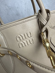 Miu Miu Aventure nappa leather top-handle bag in a beige color 22x 30x10cm - 4