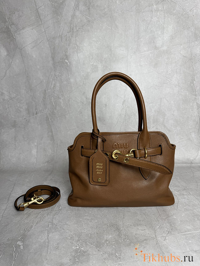 Miu Miu Aventure nappa leather top-handle bag in a brown color 22x 30x10cm - 1