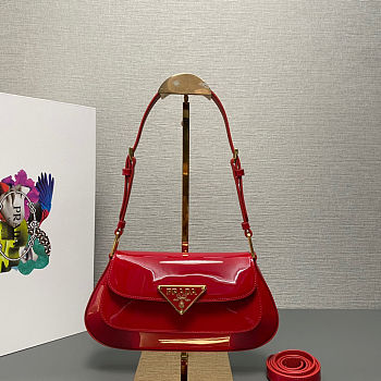 Prada Cleo patent leather shoulder bag in cherry red 24x11x4 cm