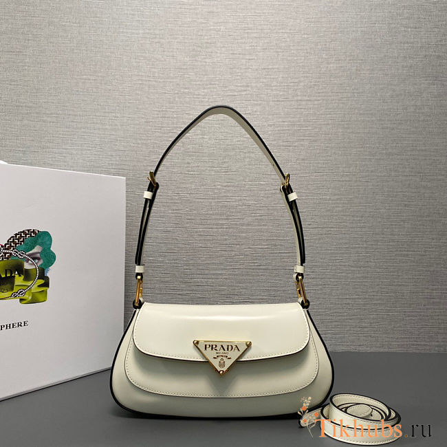 Prada Cleo patent leather shoulder bag in white color 24x11x4 cm - 1