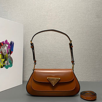 Prada Cleo patent leather shoulder bag in brown color 24x11x4 cm
