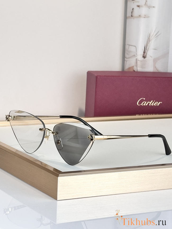 Cartier Panthère rimless cat-eye metal sunglasses - 1