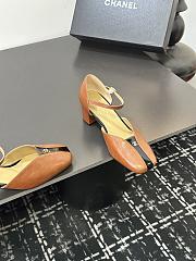 Chanel slingback heels in a brown color  - 2