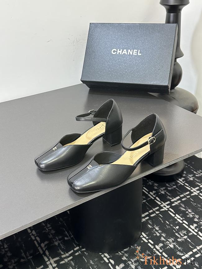 Chanel slingback heels in a black color - 1