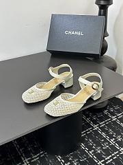 Chanel black mesh slingback sandals in white color - 1