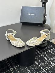 Chanel black mesh slingback sandals in white color - 6