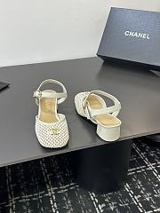 Chanel black mesh slingback sandals in white color - 2