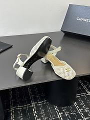 Chanel black mesh slingback sandals in white color - 3