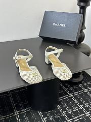 Chanel black mesh slingback sandals in white color - 4