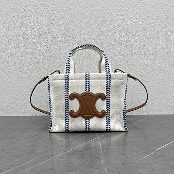 Celine Small Cabas Thais tote bag in white and blue 26×19×13 cm