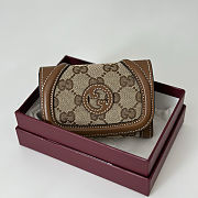 Gucci Blondie GG canvas card case in beige and dark brown 11x9 cm - 2