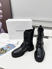 Balenciaga black leather boots with straps and studded details - 6