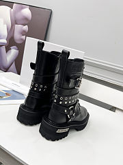 Balenciaga black leather boots with straps and studded details - 3