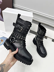 Balenciaga black leather boots with straps and studded details - 4