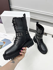 Balenciaga black leather boots with straps and studded details - 2