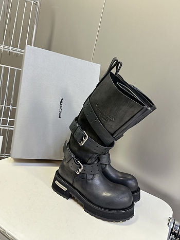 Balenciaga Venom high leather combat boots in black