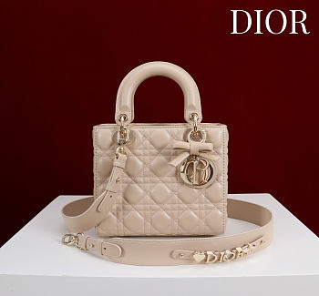 Dior Small Lady Dior My ABCDior Bag in beige lambskin 20x16.5x8cm