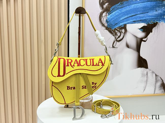 Dior Saddle Bag with Strap Yellow and Red Book Cover Embroidery 24×16×18cm - 1