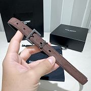 Saint Laurent Cassandre belt in brown suede  20 mm - 1