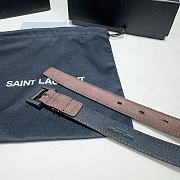 Saint Laurent Cassandre belt in brown suede  20 mm - 2