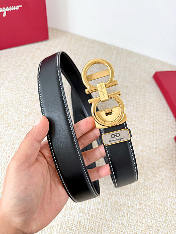 Salvatore Ferragamo reversible men's belt in black leather 35 mm
