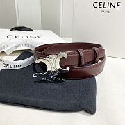 Celine Triomphe dark brown leather belt with silver buckle 25 mm - 1