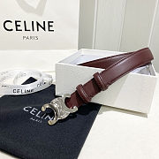 Celine Triomphe dark brown leather belt with silver buckle 25 mm - 3