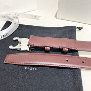 Celine Triomphe dark brown leather belt with silver buckle 25 mm - 2