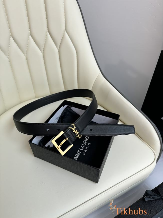 Saint Laurent Cassandre belt with a gold-tone buckle 3.0 cm - 1
