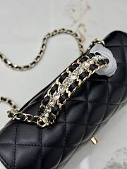 Chanel Mini Classic handbag in black has a handle embellished with rhinestones size 20x7x12 cm - 4
