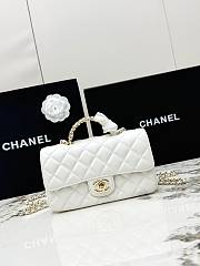 Chanel Mini Classic handbag in white has a handle embellished with rhinestones size 20x7x12 cm - 1