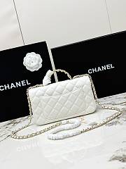 Chanel Mini Classic handbag in white has a handle embellished with rhinestones size 20x7x12 cm - 5