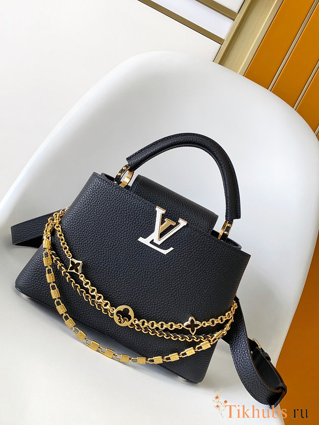 Louis Vuitton Capucines BB handbag Taurillon leather in black color with accessory 27x17.3x9 cm - 1