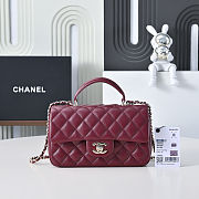 Chanel Mini Classic Flap Bag with a Top Handle in dark red 12x20x6cm - 1