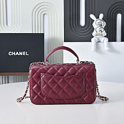 Chanel Mini Classic Flap Bag with a Top Handle in dark red 12x20x6cm - 6