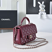 Chanel Mini Classic Flap Bag with a Top Handle in dark red 12x20x6cm - 5